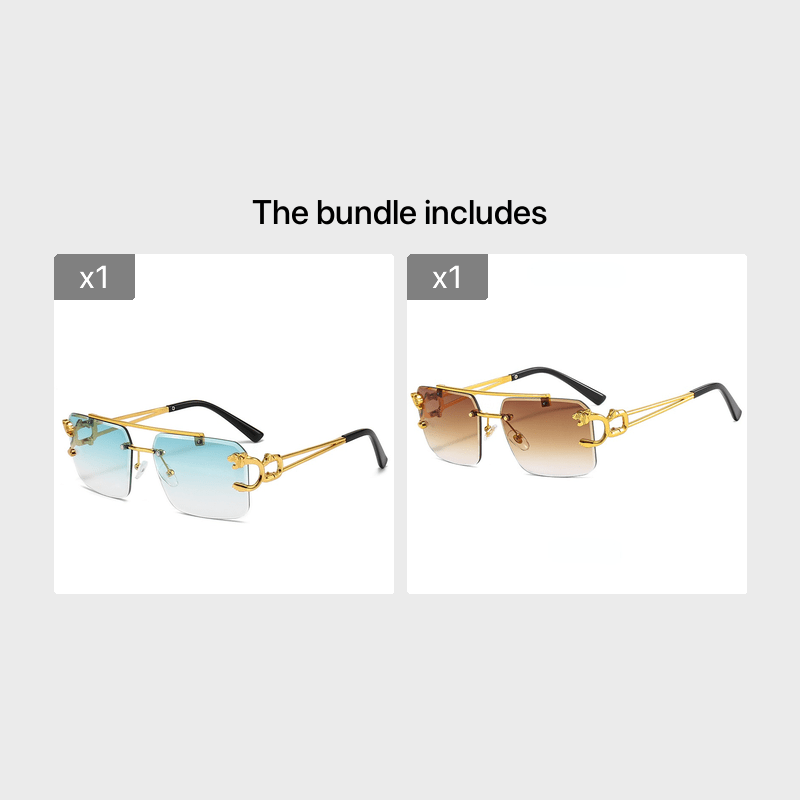 Square Rimless Top Bar Boho Sunglasses