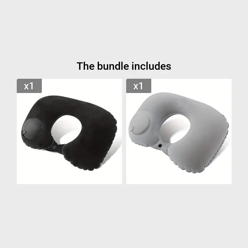2 Pack U-Shaped Portable Inflatable Travel Neck Pillow,Compact Travel  Pillows for Airplanes Travel Light Inflatable Neck Pillow Support Head Neck  and Lumbar for Traveling ,Home 