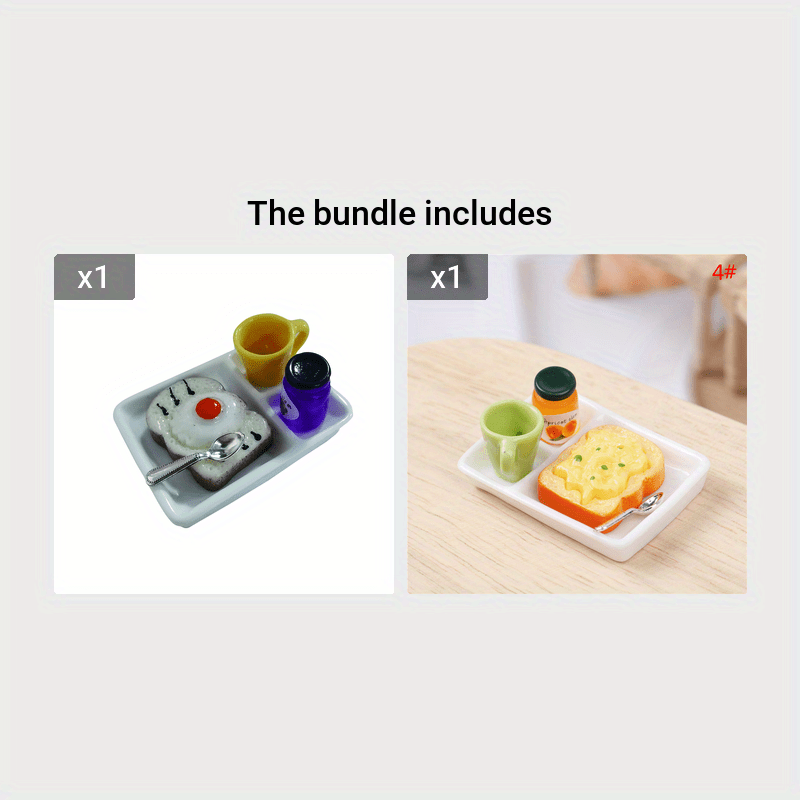 1Set 1:12 Dollhouse Mini Toast Bread Coffee Egg With Plate Model Kitchen  Breakfast Accessories For Doll House Decor Kids Toys