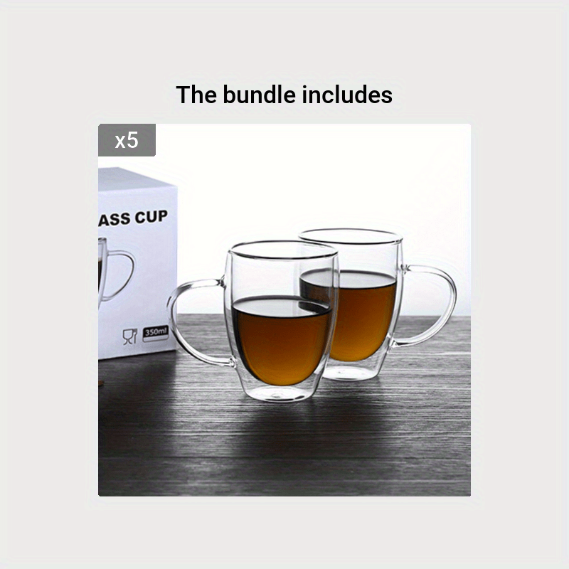 Double Wall Coffee Mug 350ML- Double Wall Glass 1 Pack - Insulated Coffee  Mug with Handle 