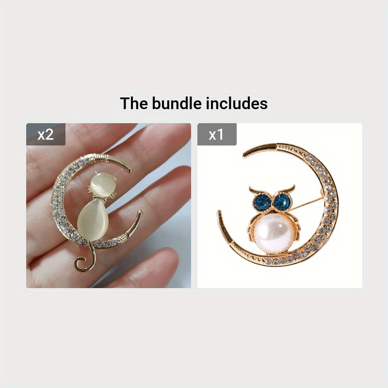 Dropship Cute Cat Brooches Pretty Animal Brooch Pin Full Shining Elegant  Crystal Cat's Moon Stone Brooch Fashion Jewelry For Women Girl Gift to Sell  Online at a Lower Price