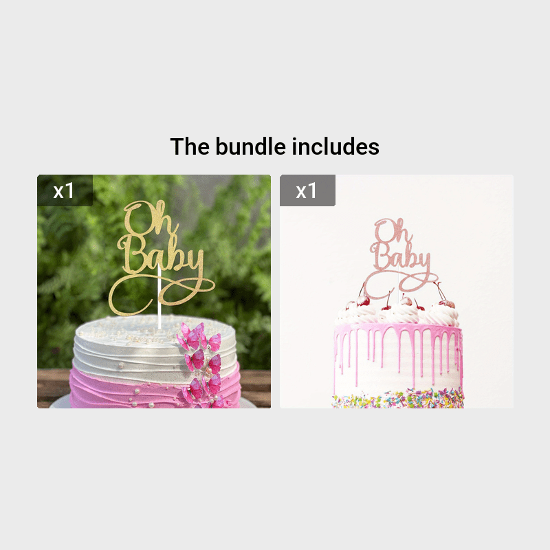 Oh Baby Cake Topper Premium Golden Baby Birthday Party Cake
