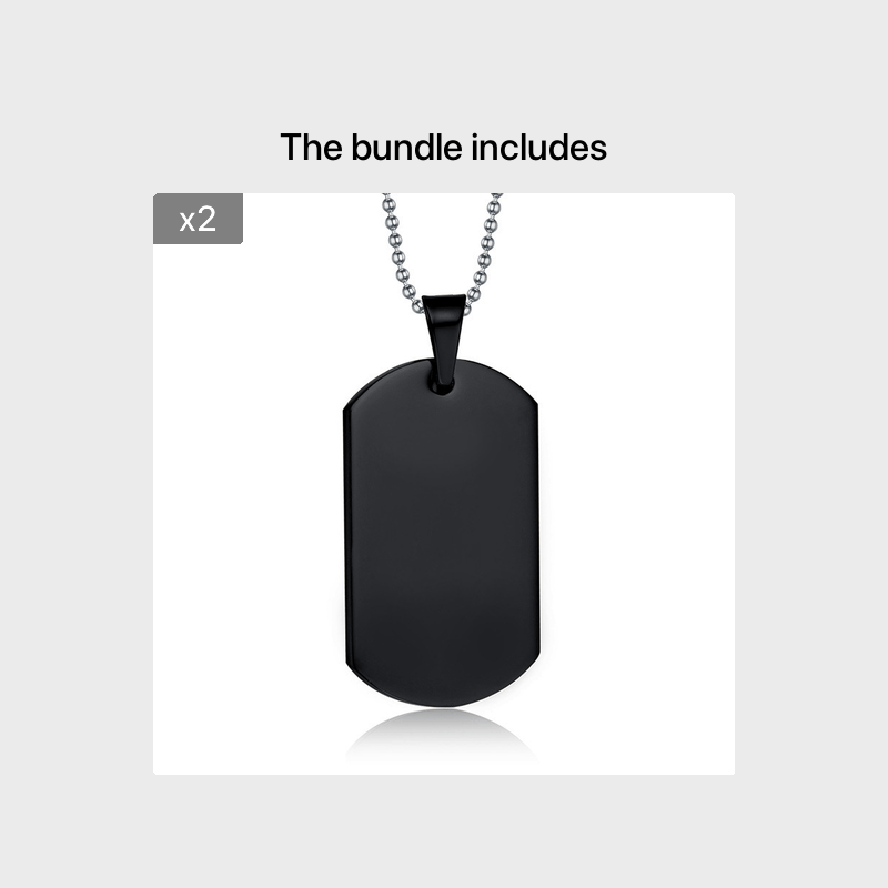 Black Dog Tag Pendant Necklace