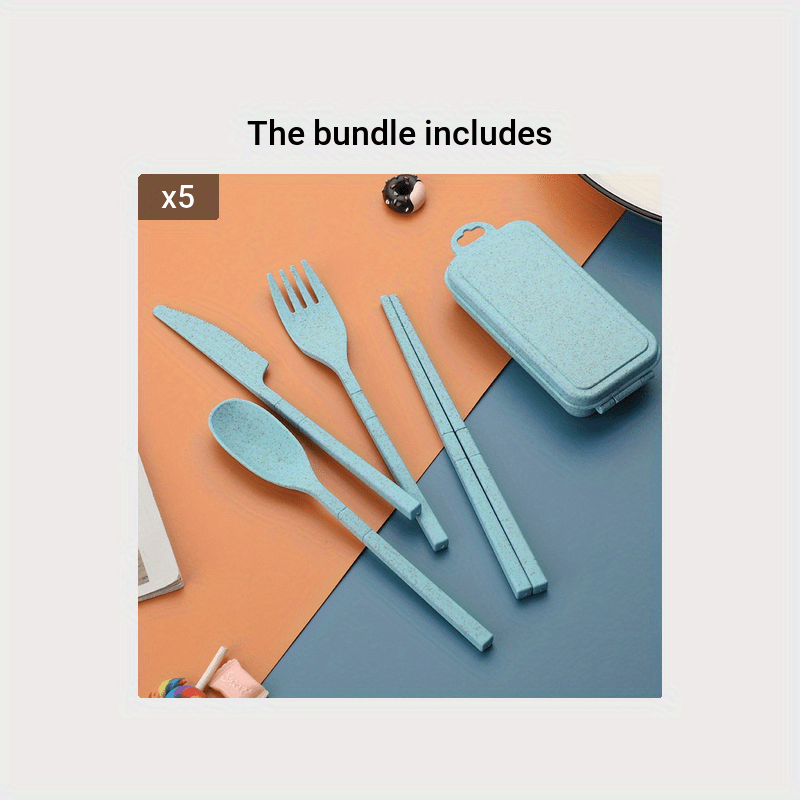 Camping Utensil Set, Reusable Utensils Set with Case, Travel Utensils,  Portable Utensils Set, Eco Friendly Plastic Case for Travel Picnic Camping  or