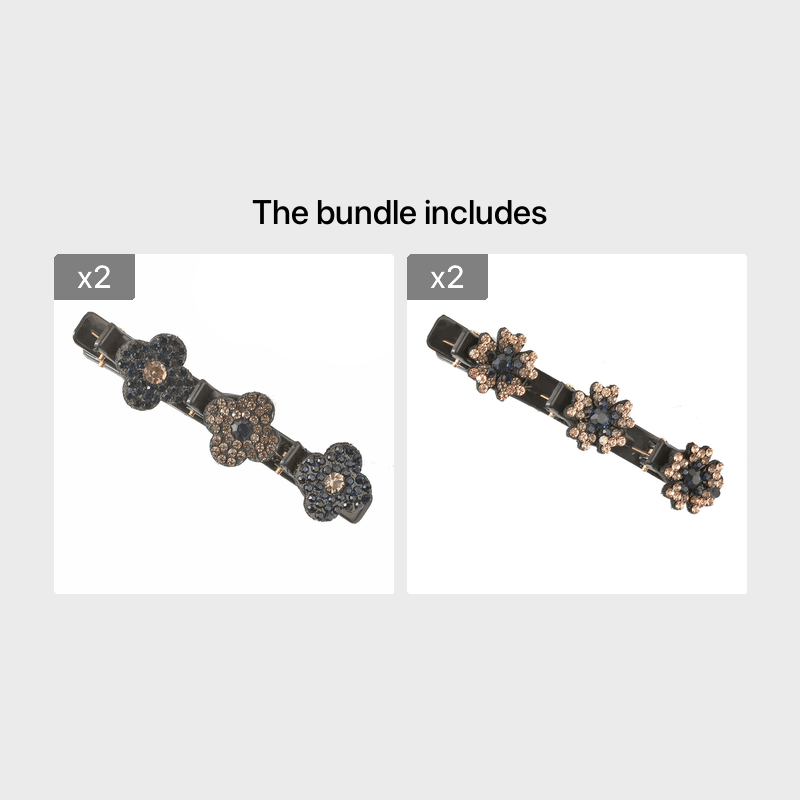 Crystal Stone Braided Hair Clips Lucky Clover Rhinestones