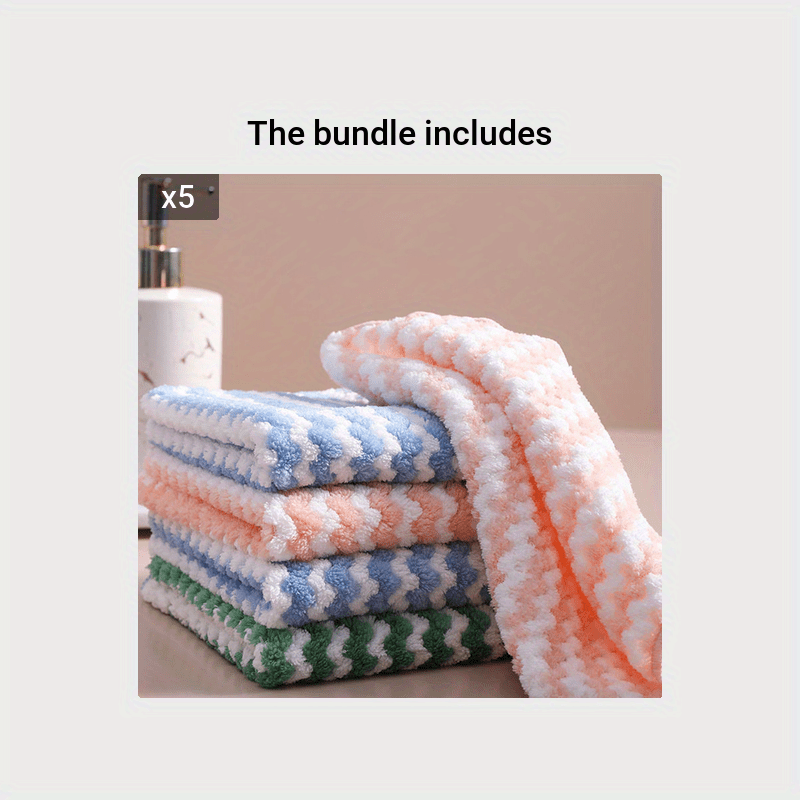 Absorbent Coral Fleece Kitchen Towels Set For Daily Cooking - Temu