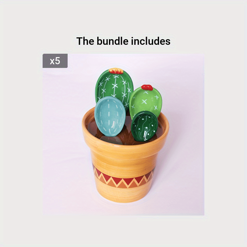 Floral Cactus Ceramic Measuring Spoon Set