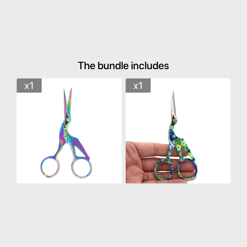 1pc Stainless Steel Gilded Crane Scissors Vintage Craft Scissors