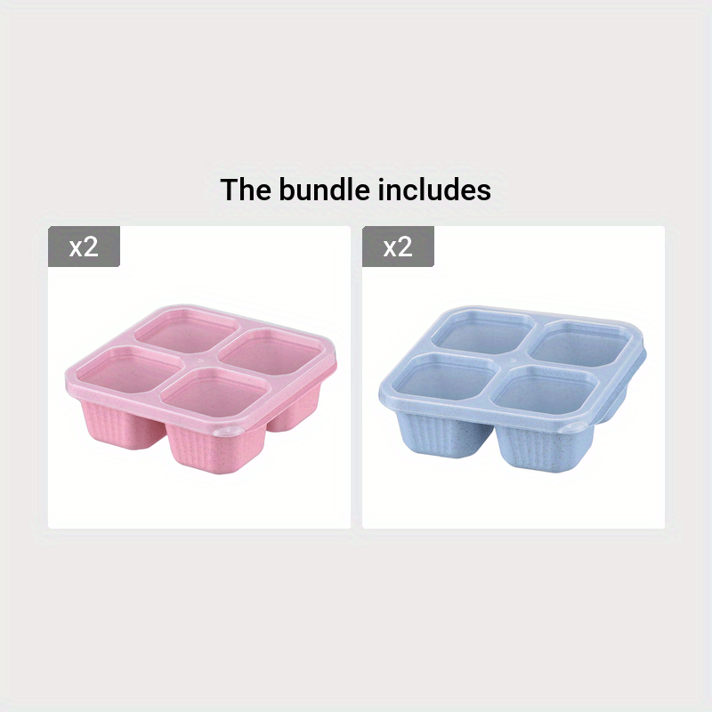 1pc Wheat Straw Bento Box Snack Box Four Grid Transparent Cover Snack Plate  Dried Fruit Box Fresh Snack Dish Box For School Fishing Camping - Sports &  Outdoors - Temu