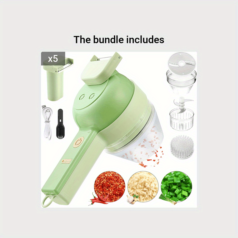  4 in 1 Handheld Electric Vegetable Cutter Set, Gatling Vegetable  Cutter Mini Wireless Electric Garlic Mud Masher, Vegetable Slicer and Dicer  (White): Home & Kitchen
