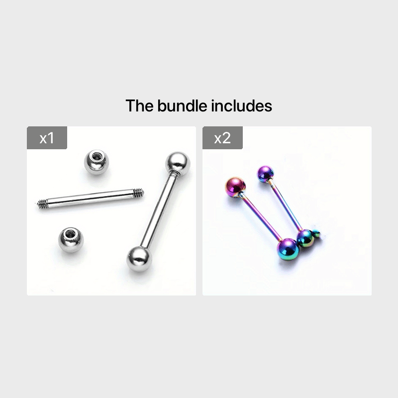 2pcs Titanium Steel Body Piercing Set for Men