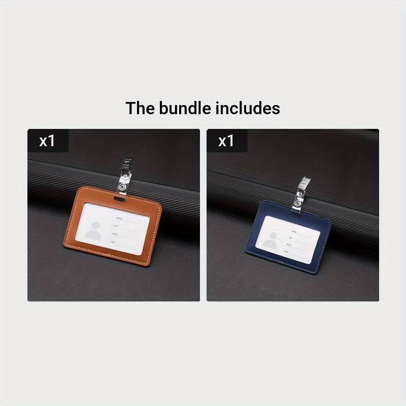 Badge Holder Id Card Holder Zipper Pocket Faux Leather 1 - Temu