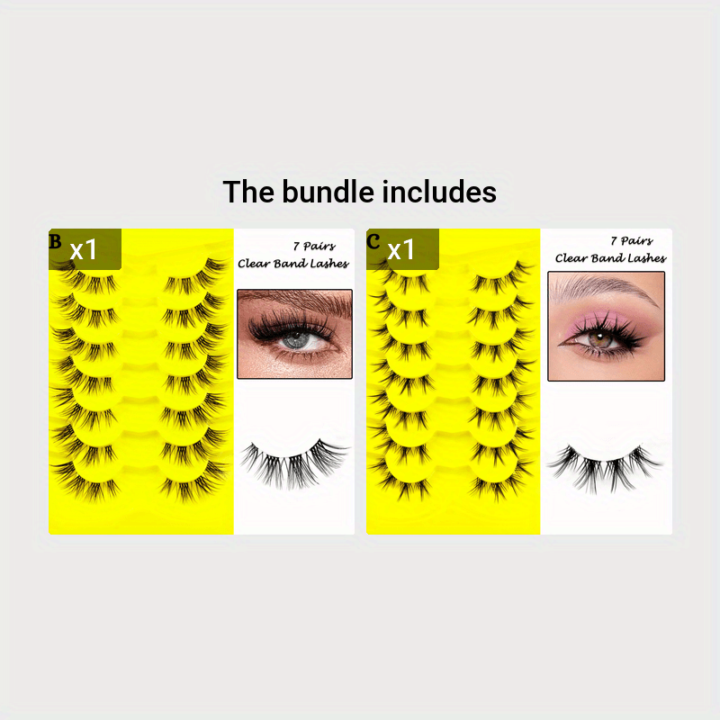7 Pairs Cat Eye Lashes Curling Sexy DIY Extension Natural False Eyelashes