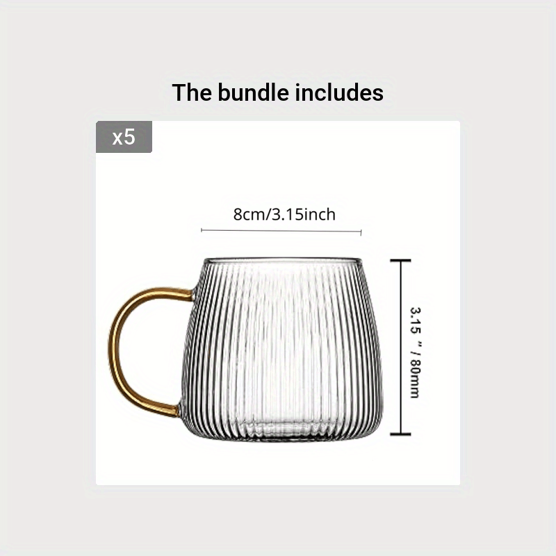 Ribbed Glass Coffee Mug Premium Classical Vertical Stripes - Temu