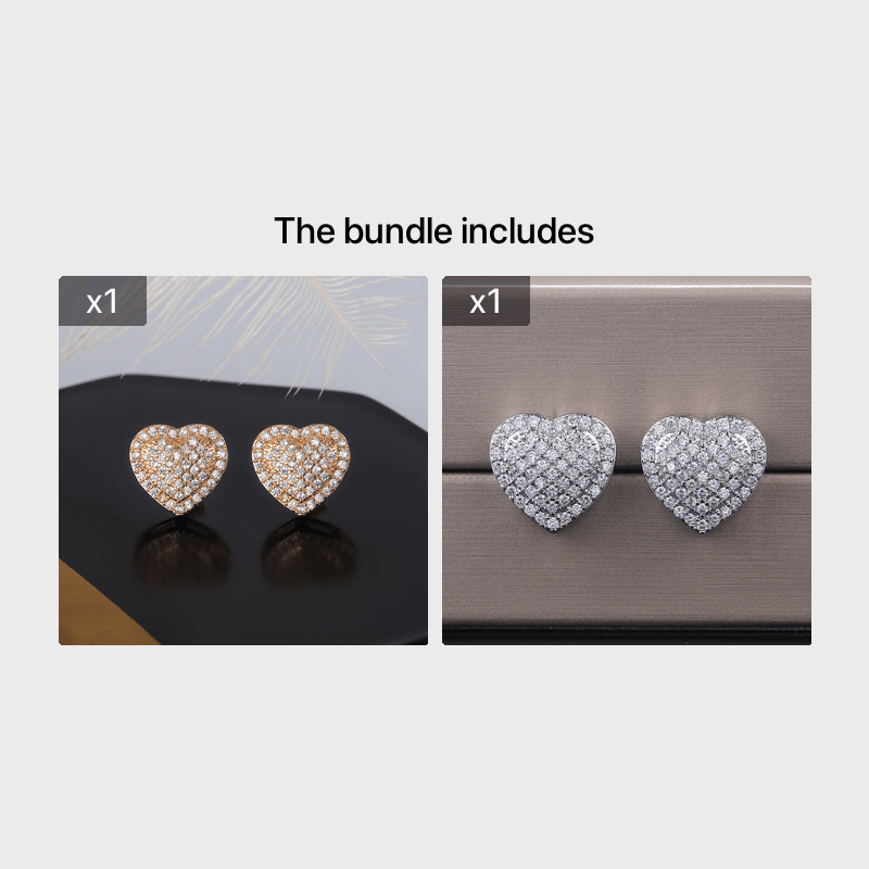 Romantic Heart Shaped Micro Inlay Zircon Stud Earrings