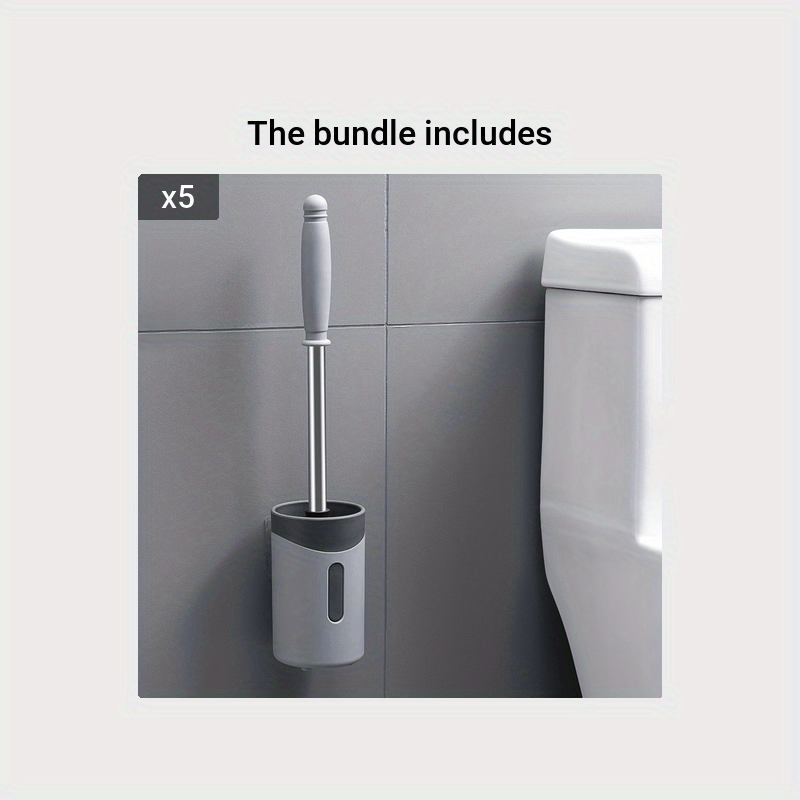 Toilet Brush and Holder, Compact Size Toilet Bowl Brush with Stainless  Steel Handle, Small Size Plastic Holder Easy to Hide, Space Saving for  Storage