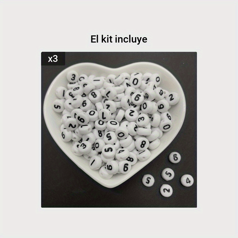 6 mm 100 piezas de acrílico número corazón letra cuentas DIY para joyería