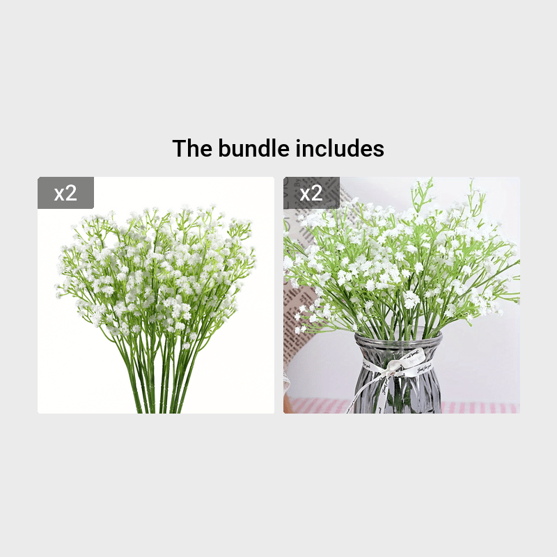 12 Stems | White Artificial Silk Babys Breath Flower Bushes Spray | by Tableclothsfactory