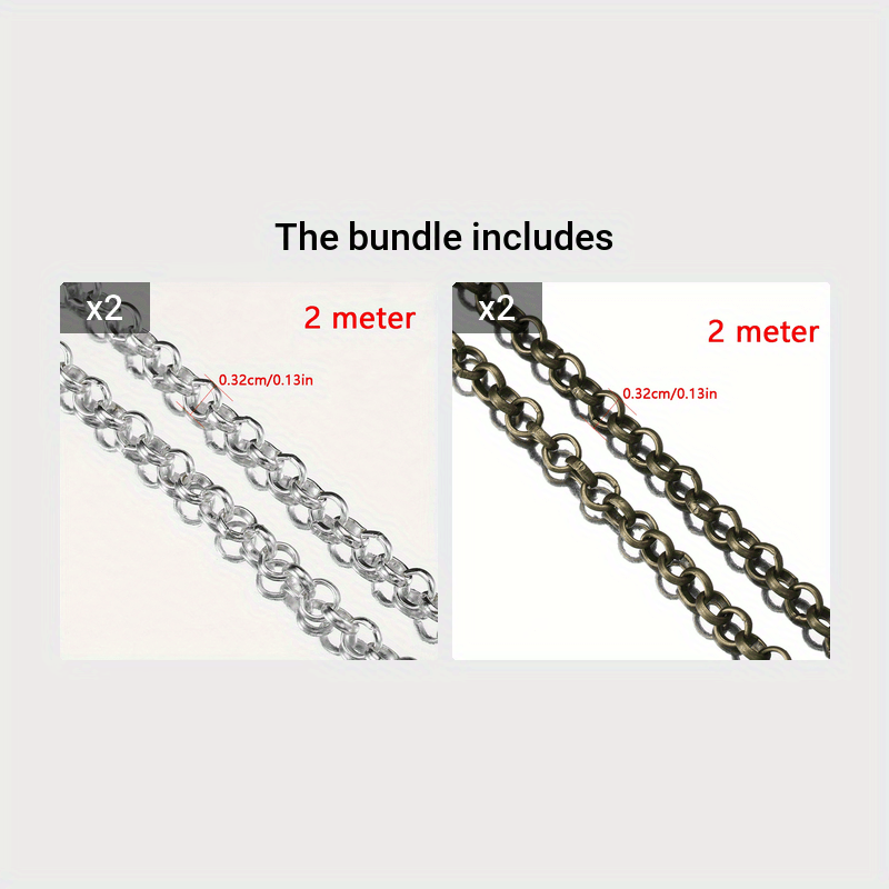 2 Meters Silver Plated Copper Link Chain For Needlework - Temu