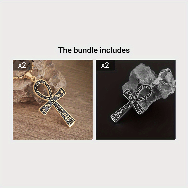 Men's Ancient Egyptian Cross Pendant Necklace