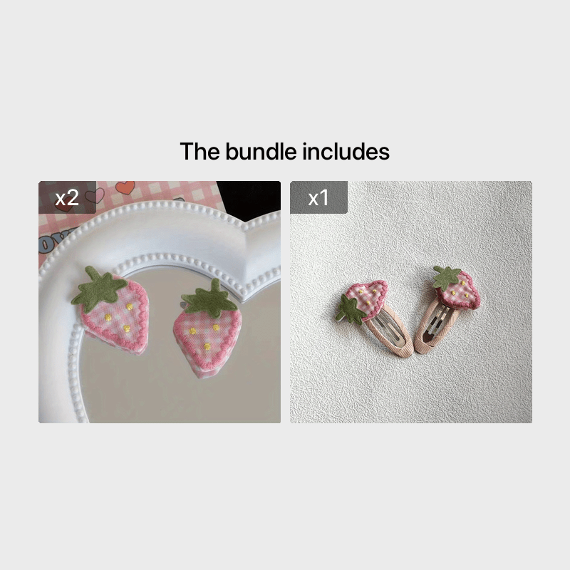 2pcs Kids Girls Strawberry Hairpins, Mini Cute Fruit Hair Clips, Sweet Hair Accessories,Acrylic fiber,$0.99,free returns&free ship,Temu