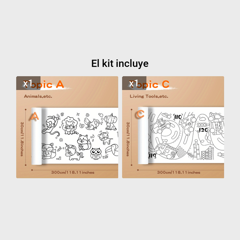 2 rollos de dibujo para niños, rollo de papel para colorear para niños, 120  x 11.8 pulgadas, rollo de papel de dibujo para bricolaje, rollo de papel