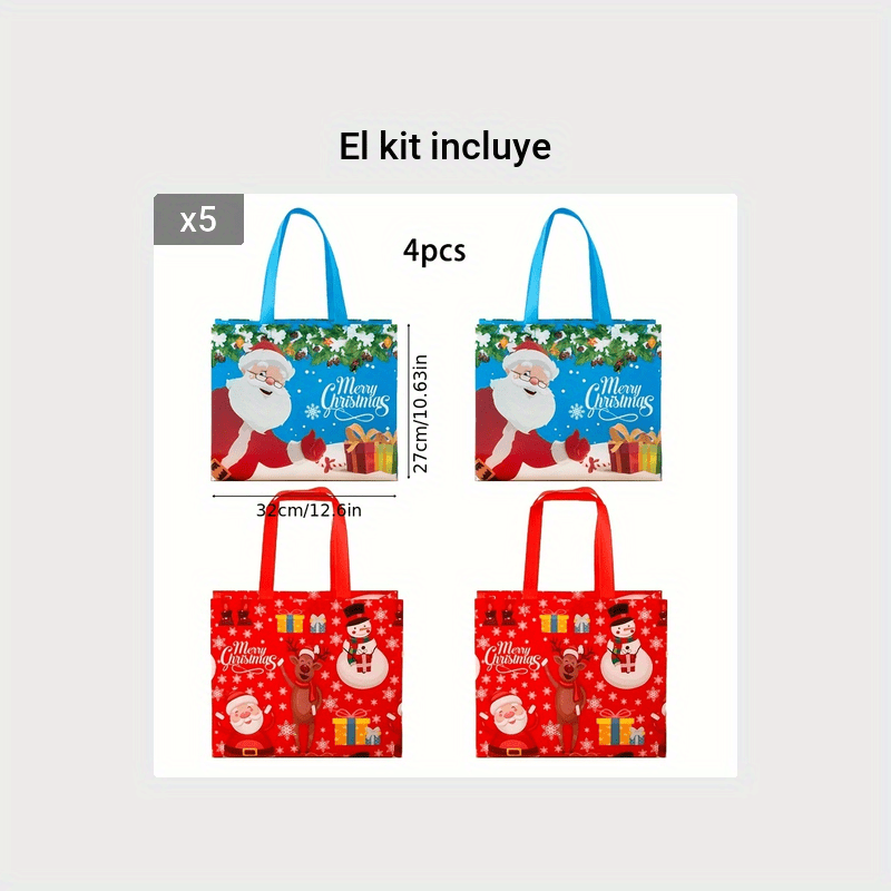 4 Bolsas Regalo Grandes Navidad 12.6 X 9.8 X 6.7 Pulgadas - Temu Chile