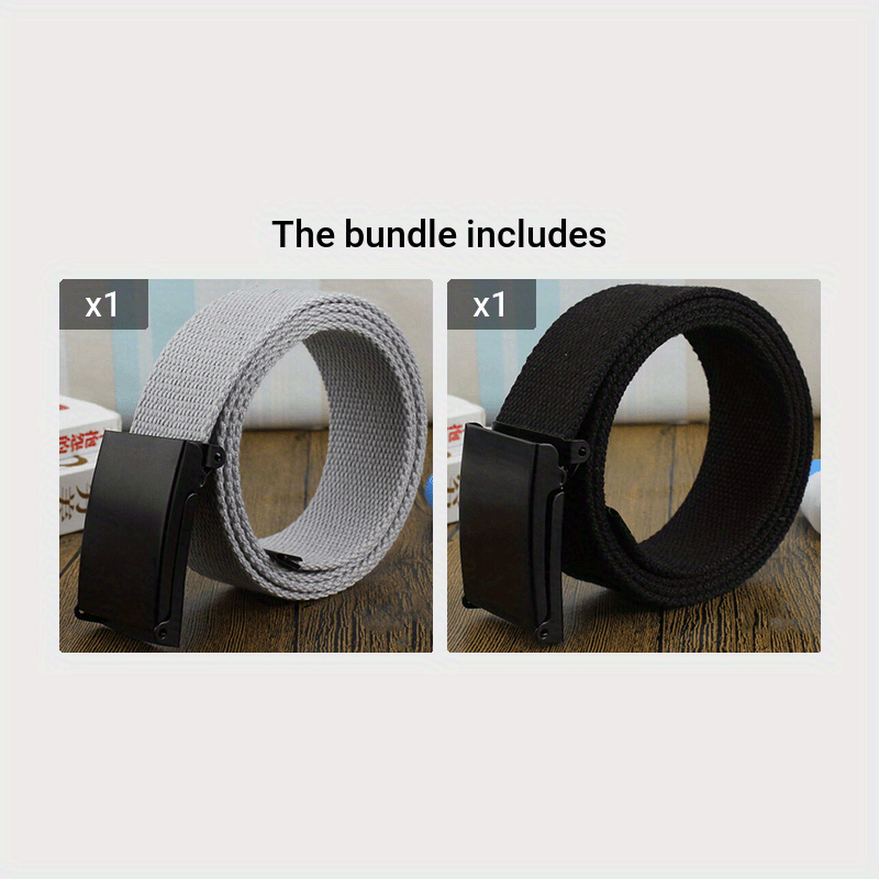 Black Metal Buckle Webbing Belt Belt, Men's Nylon Click Canvas,Temu