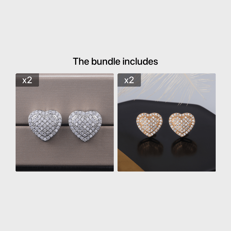 Romantic Heart Shaped Micro Inlay Zircon Stud Earrings