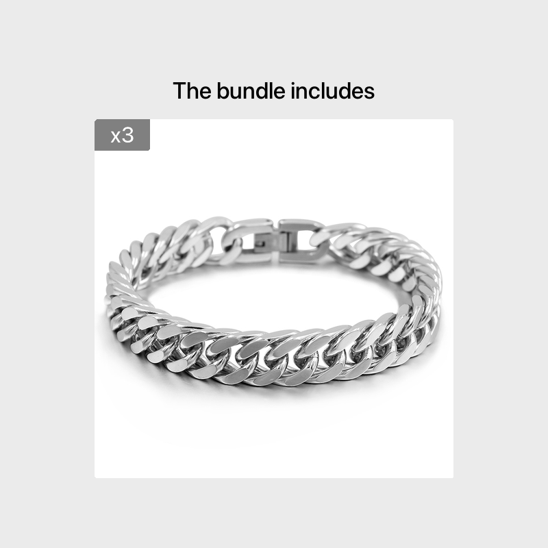 Men's Classic Stainless Steel Double Weave Hip Hop Chain Bracelet