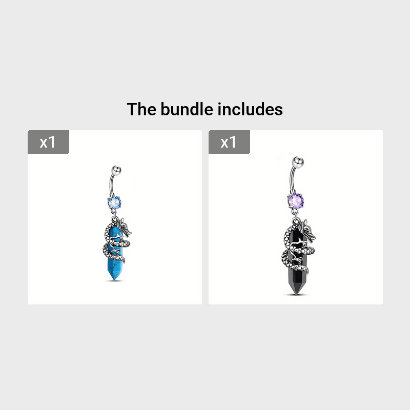 Dragon Shape Charm Belly Button Ring with Gemstones