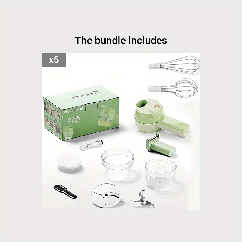 4 in 1 Handheld Electric Vegetable Cutter Set, Mini Wireless Electric  Garlic Mud Masher, Electric Garlic Chopper,Gatling Vegetable Cutter for  Pepper