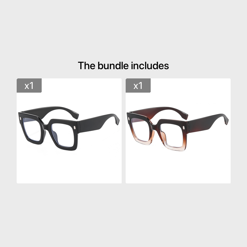 Square Large Frame Glasses Clear Lens Light Blocking Glasses Women Ladies