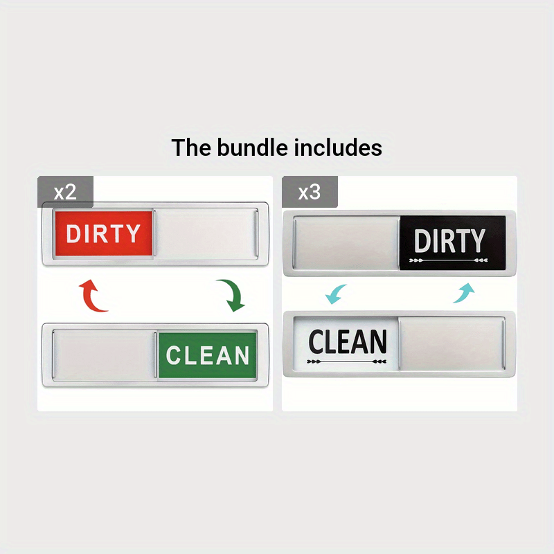 Dishwasher Magnet Clean Dirty Sign Non-Scratching Strong Magnet or 3M  Adhesive Options Indicator Tells Whether Dishes are Clean or Dirty (Silver)