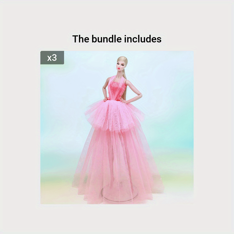 Pink Lace Wedding Party Dress for 11-8 inch Dolls