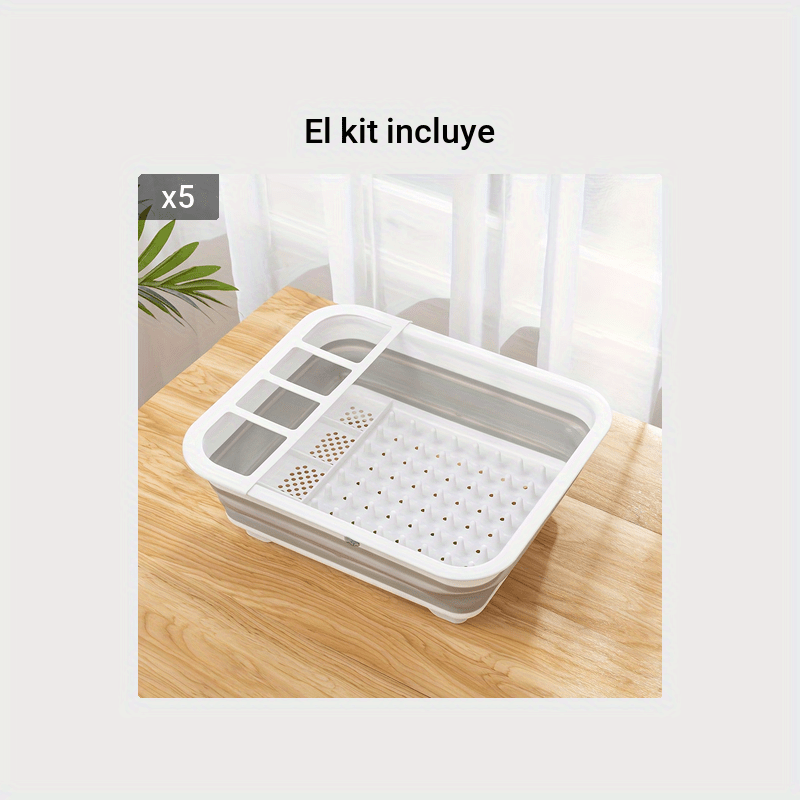 Escurridor de platos plegable de cocina, Cesto plegable escurridor, Cesto  para cubiertos, Cesto organizador de frutas