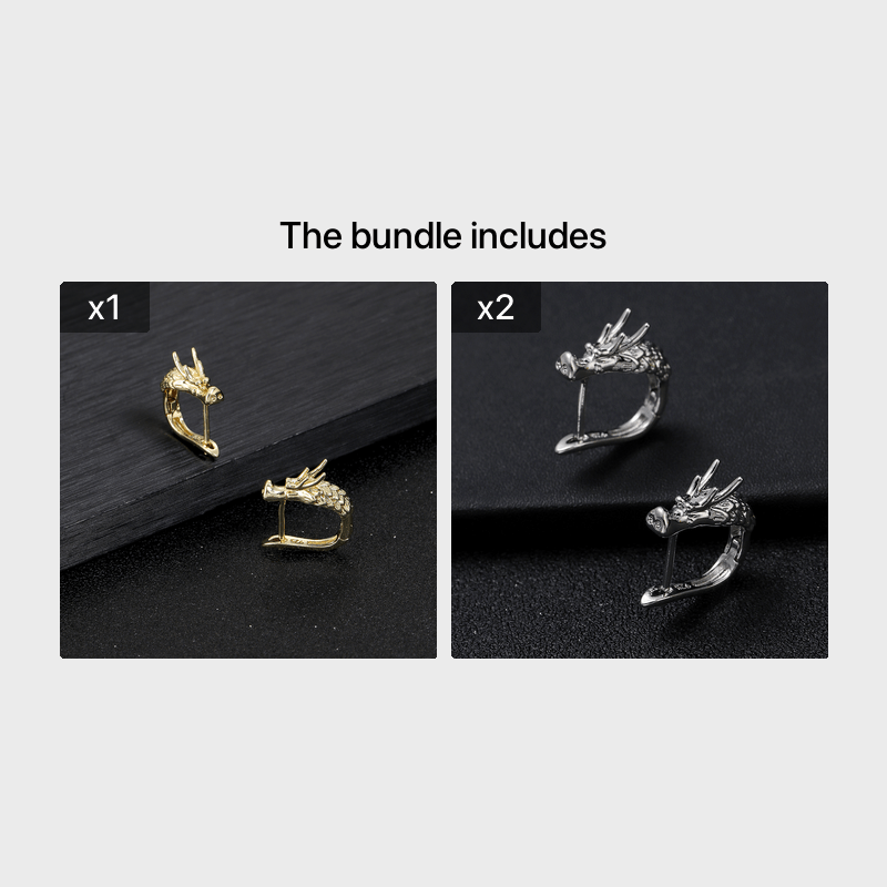 Men's Dragon Head Statement Stud Earrings Punk Style