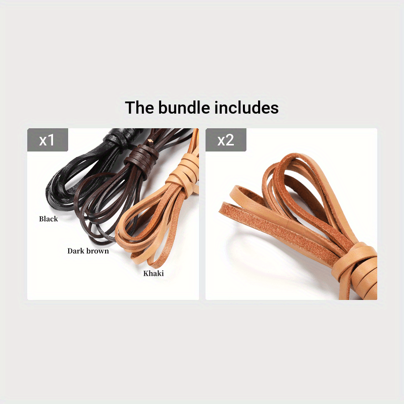 3mm Flat Genuine Leather Cord, Strip Cord Braiding String Tan 5