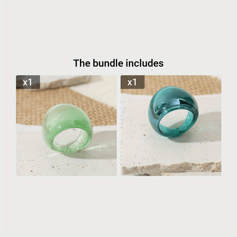 Colorful Bohemian Style Glass Ring Tropical Red Green Painted Ladies