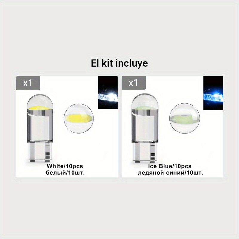 2 Uds T10 Cob W5w Bombilla Led Canbus Auto Luz Cuña Led Luz - Temu