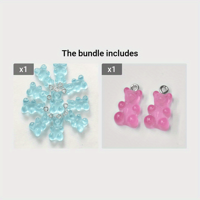 10pcs 10x20mm Resin Little Bear Transparent Gummy Bear Charms Mixed Color Acrylic Handmade Pendant for Necklace DIY Bracelet Jewelry Accessories