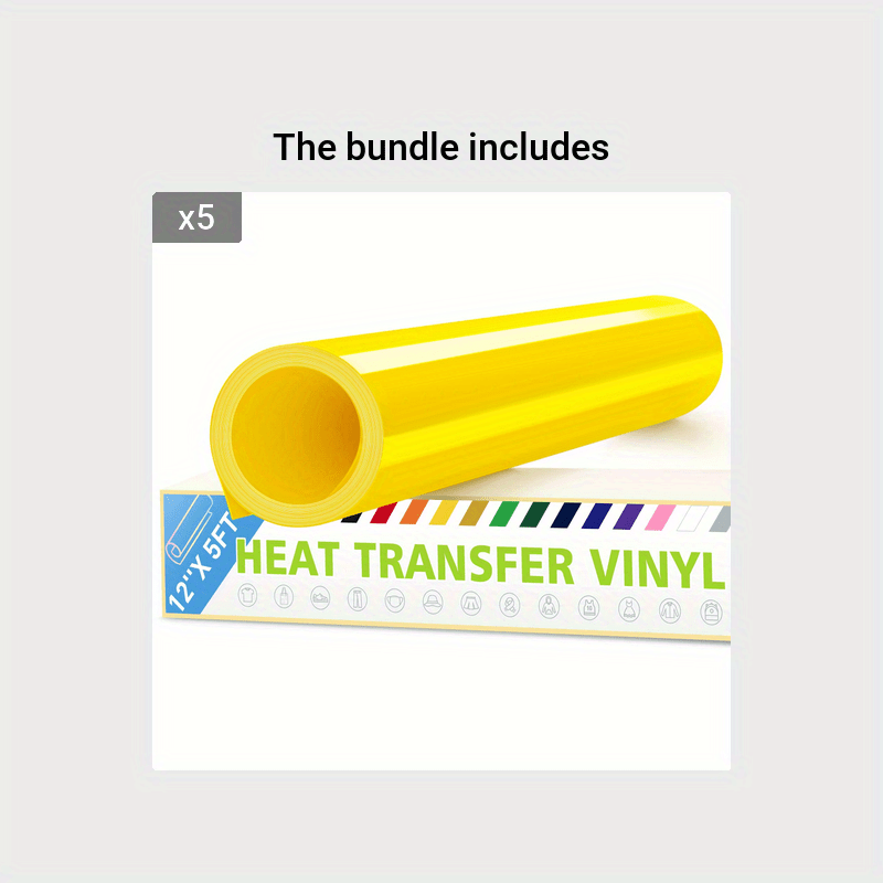 HTVDIY Heat Transfer Vinyl Rolls Iron on for Cricut HTV Vinyl Heat Transfer  Design, Easy to Cut and Weed Cricut Iron on Vinyl for T-Shirts (Yellow)