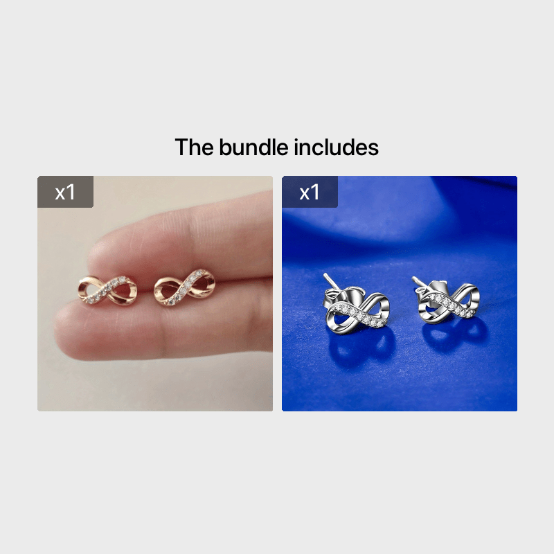 Lucky Cubic Zirconia Infinity Stud Earrings
