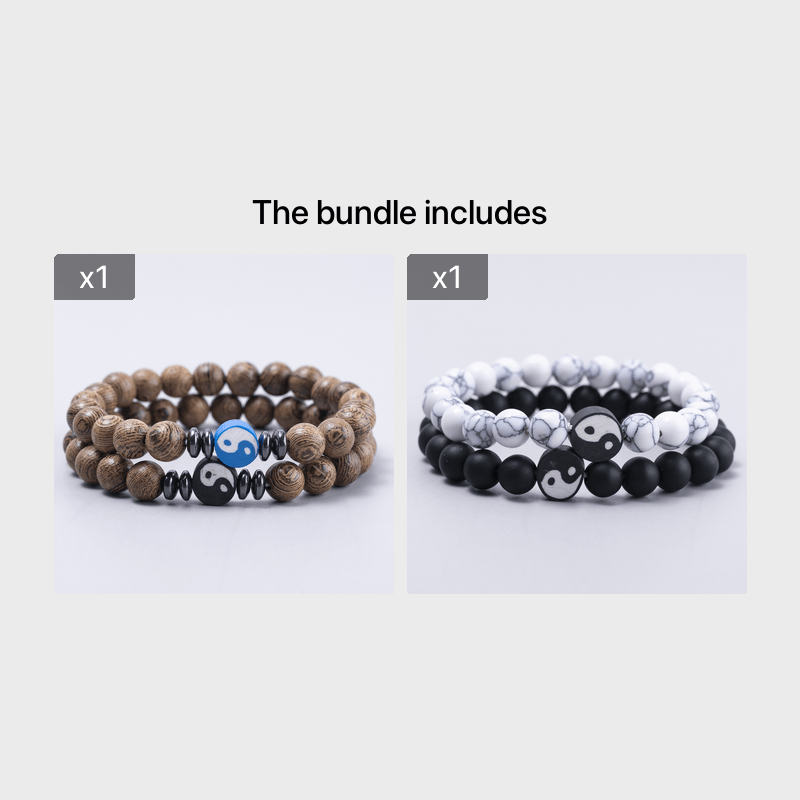Yin Yang Charm Couple Bracelet Set