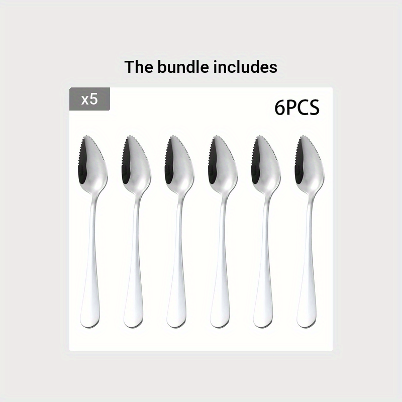 Serrated Grapefruit Spoon Set - Mirror Finish Tableware for Citrus Fruits  and More（6 pieces）