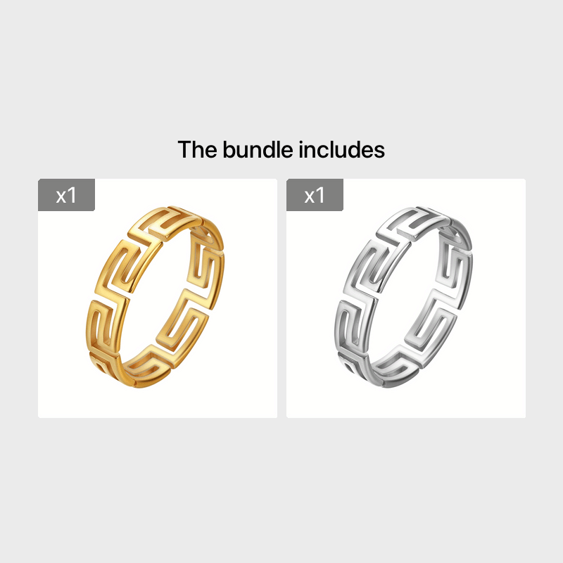 Men's Stainless Steel Geometric Pattern Stacking Rings