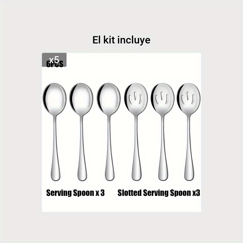 Juego de 3 cucharas de servir de acero inoxidable con cuchara ranurada,  cuchara de servir y cuchara perforada, cucharón de sopa, utensilios de  cocina