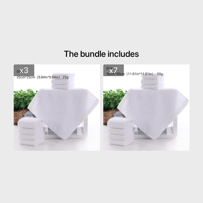 Pure Cotton White Small Square Towel Hand Towel Disinfection Face Towel  White Towel