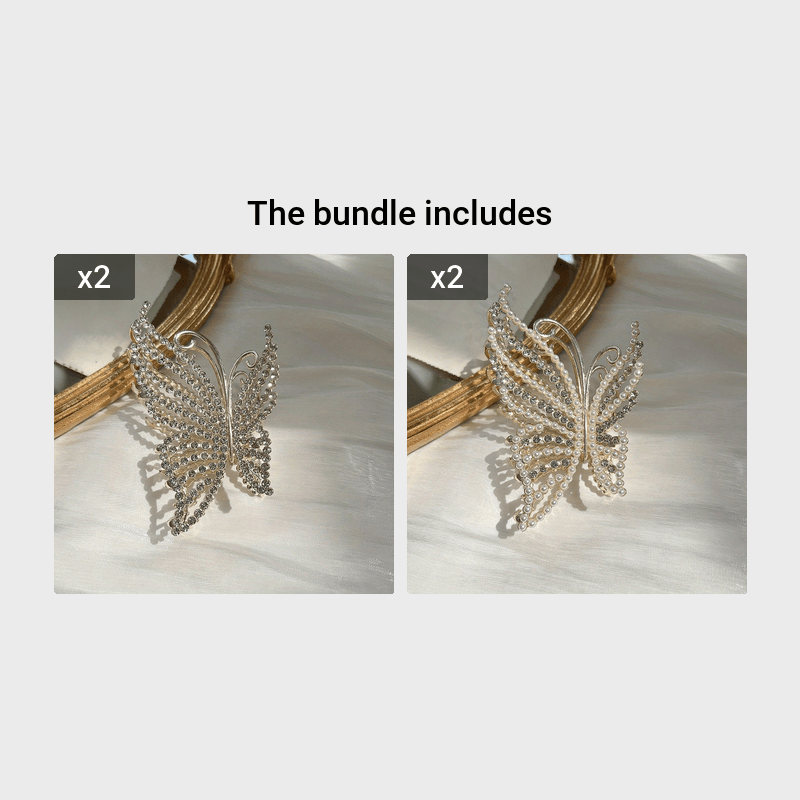 Golden Butterfly Crystal Hair Claw Clips