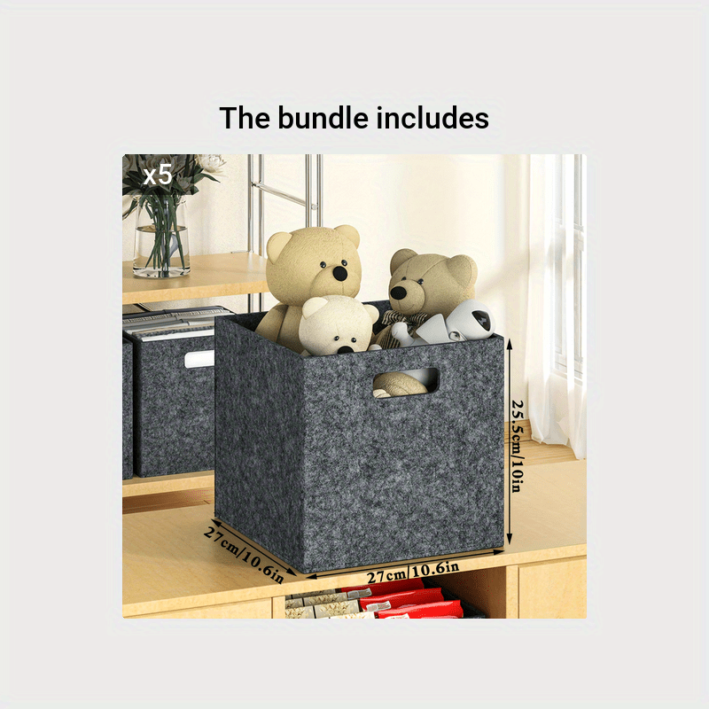 1pc Felt Storage Basket, Folded Closet Storage Box, Large Capacity Cube  Storage Bin, Multifunctional Storage Bins For Shelves, Clothing, Toys,  Books